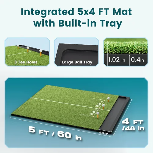 Vista 4 de Golf Hitting Mat with Ball Tray for Pro Turf Practice - 5x4/6x4 26/31mm