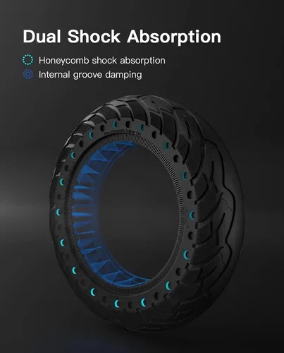 Vista 4 de stio Neumático de goma sólida de 10 x 2.5 pulgadas para Segway Ninebot MAX G30 G30P G30LP/Hiboy S2 Max, doble absorción de impactos