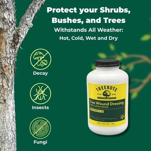 Vista 5 de Treekote Vendaje para Heridas de Árboles con Aplicador de Brocha 16 OZ Aplicador de Brocha para Árboles y Arbustos - Pasta Curativa y Sellador