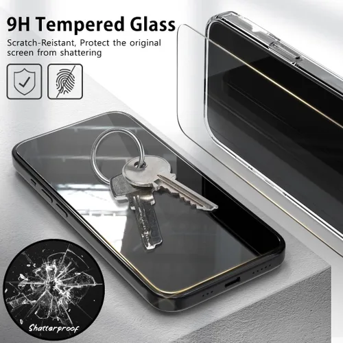Vista 6 de Funda para iPhone 15 Pro, transparente, híbrida, a prueba de golpes, resistente [compatible con accesorios Magsafe], juego de fundas todo en uno