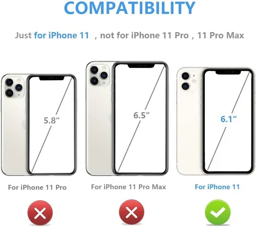 Vista 2 de OT ONETOP - Funda tipo cartera para iPhone 11 con tarjetero y ranuras para tarjetas, doble cierre magnético y funda duradera a prueba de golpes