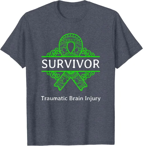 Vista 41 de Camiseta de concientización traumática con cinta verde para supervivientes de lesiones cerebrales, Negro, S