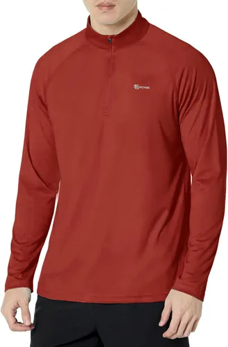 Vista 29 de Men's UPF 50+ Rash Guard 1/4 Zip Stand Collar Swim Shirt Long Sleeve Berry Conservar