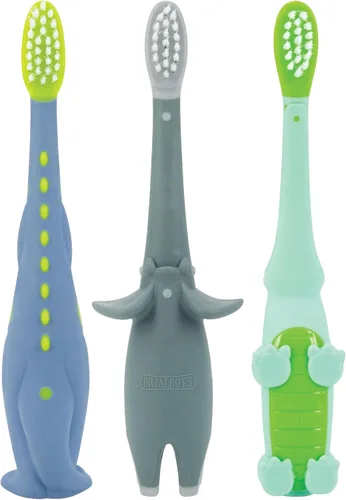 Vista 7 de Dr. Talbot's - Cepillo de dientes de entrenamiento para niños pequeños, paquete de 2 Elefante y cocodrilo