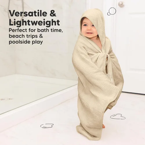 Vista 5 de KeaBabies Toallas de muselina con capucha para bebés y niñas recién nacidas, paquete de 2, toallas de baño de algodón orgánico de 30 x 30 pulgadas