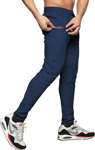 Vista 2 de MAIKANONG Pantalones deportivos ajustados para hombre, pantalones de entrenamiento para gimnasio, correr, atletismo, casual