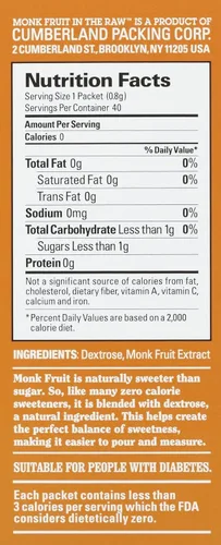 Vista 2 de SUGAR IN THE RAW Monk Fruit in the Raw 40Ct, 40 CT