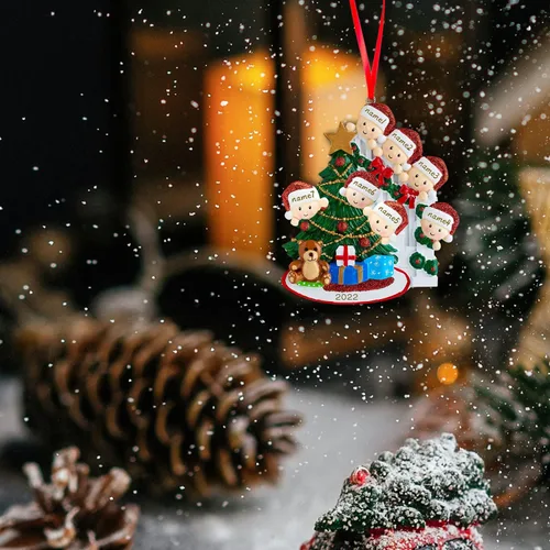 Vista 4 de Adorno familiar para árbol de Navidad 2024, adorno colgante para árbol de Navidad de 2024, adorno de familia de 2 nombres, adorno personalizado
