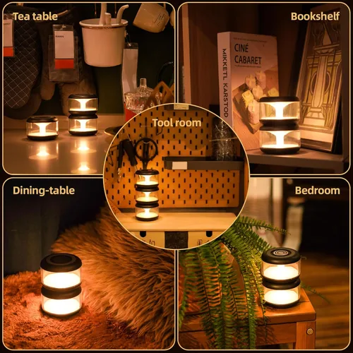 Vista 3 de oneleaf Luz de Ambiente Portátil LED Luz Nocturna, Lámpara de Vela, Tres Luces con Base de Carga, Interruptor Táctil Inalámbrico Recargable