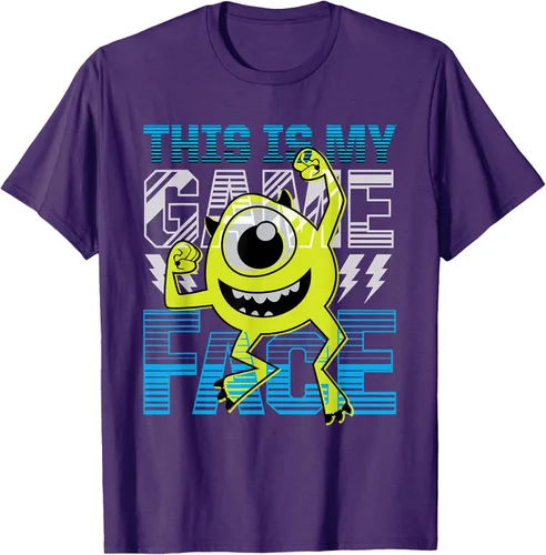 Vista 67 de Disney Pixar Monsters Inc. Mike Wazowski Game Face Camiseta Negro