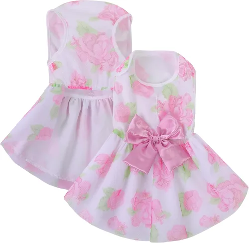 Vista 10 de ASENKU Vestido para Perro Vestido de Boda para Mascota Vestido de Princesa de Encaje para Cachorro Traje de Fiesta de Cumpleaños Ropa Formal