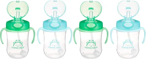 Vista 7 de Marca Amazon Mama Bear - Vaso sorbo de silicona a prueba de derrames, apto para lavavajillas, con asas extraíbles, sin BPA, 9 onzas, azul/verde