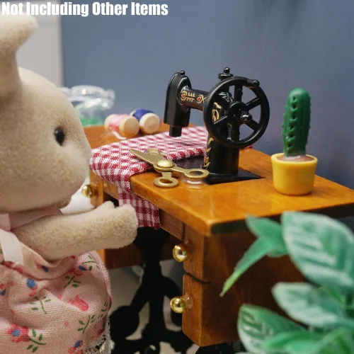 Vista 5 de Odoria Accesorios de decoración de casa de muñecas para máquina de coser en miniatura 1/12