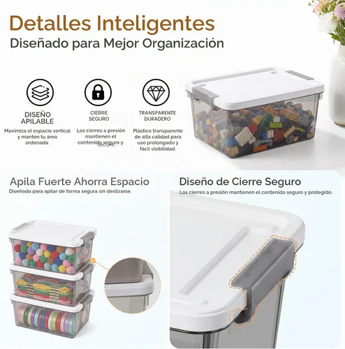 Vista 3 de Citylife Paquete de 10 cubos de almacenamiento pequeños de 1.3 cuartos con Gris claro