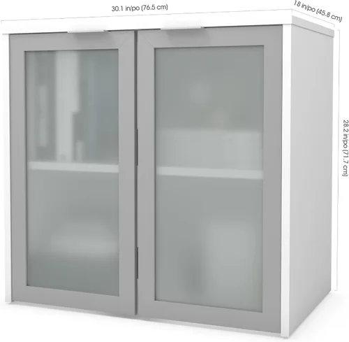 Vista 2 de Bestar i3 Plus 31W Hutch con puertas de vidrio esmerilado en blanco