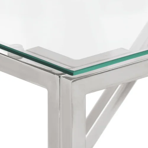 Vista 4 de vidaXL Mesa de consola, mesa de sofá, mesa de consola de pasillo, detrás de la mesa del sofá para sala de estar, estilo moderno, acero inoxidable