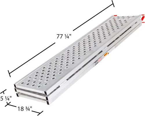 Vista 3 de Black Widow Rampa de Carga de ATV de Aluminio Extra Ancha Tri-Plegable con Superficie de Placa Perforada 77" x 54" - Capacidad de Peso de 1,500 lb