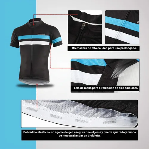 Vista 5 de BERGRISAR - Camisetas de ciclismo de manga corta para hombre 8001 azul