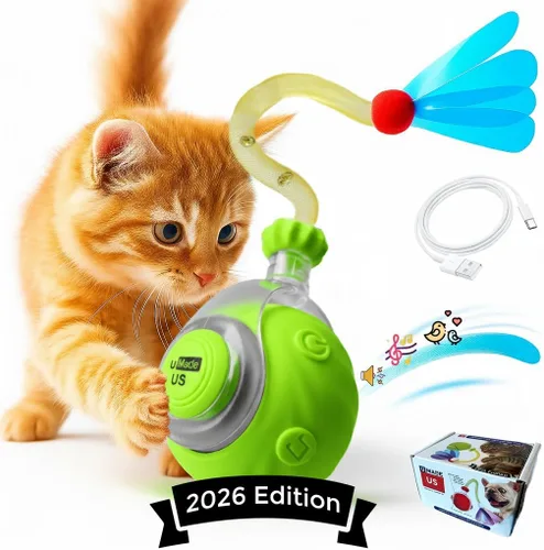 Vista 3 de Juguetes para gatos de interior – Juguete interactivo automático para gatitos con cola de bola rápida como estimulación mental de mascotas – Gatitos