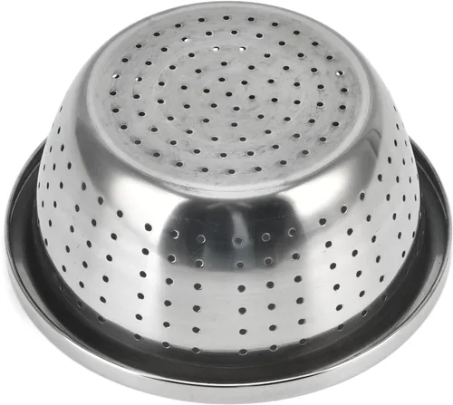 Vista 8 de Colador microporoso de acero inoxidable, cesta de lavado de verduras 304 Colador de cocina de acero inoxidable Escurridor de cuenco de metal