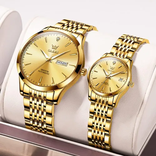 Vista 2 de OLEVS Couple Watches Men and Women Automatic Mechanical Waterproof Casual His and Hers Watches Set Pair for Couples