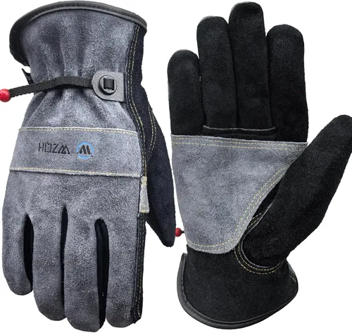 Vista 7 de Guantes de trabajo de cuero WZQH para hombres o mujeres. Guante XS para jardinería, soldadura Tig/Mig, construcción, motosierra, granja, rancho