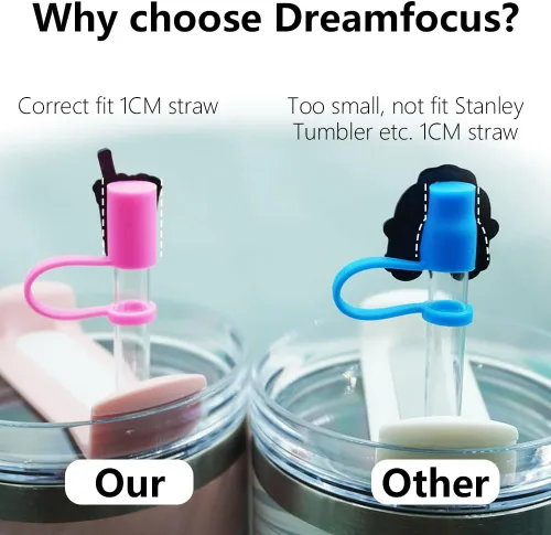 Vista 2 de Dreamfocus Tapas de paja para maestros para vaso Stanley, 12 unidades, accesorios de silicona para copa Stanley
