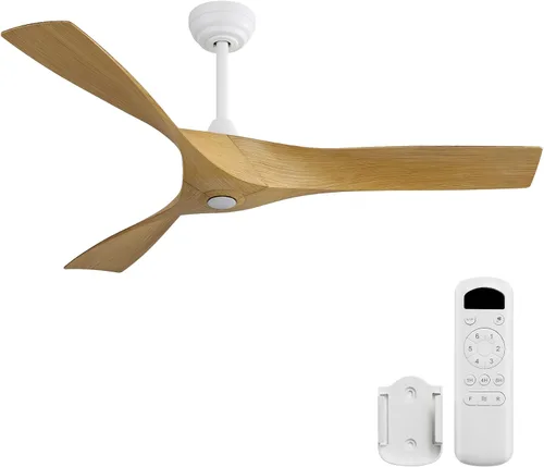 Vista 9 de Sofucor Ventilador de techo de 52 pulgadas sin luz, moderno ventilador de techo de hélice con 3 aspas ABS, motor de CC silencioso, 6 velocidades