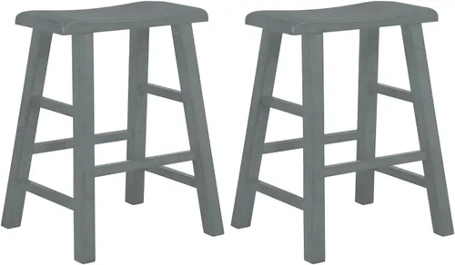 Vista 10 de eHemco Taburetes de cocina con asiento de sillín de madera maciza, 24 pulgadas, color negro