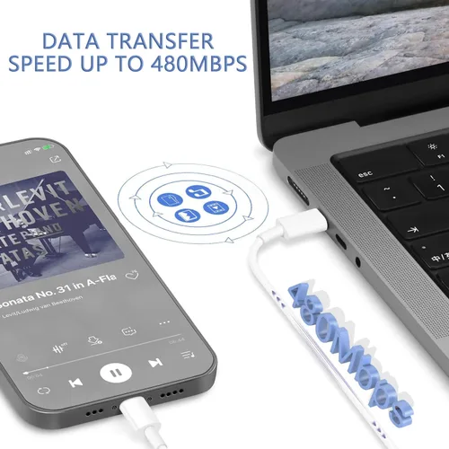 Vista 4 de Cargador de carga rápida para iPhone, paquete de 3 bloques de cargador USB C con cable Bloque de carga rápida USB C a Lightning tipo C compatible