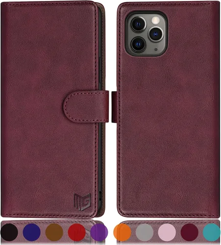 Vista 10 de SUANPOT Funda de piel tipo cartera para iPhone 11 Pro Max de 6.5 pulgadas con bloqueo RFID, soporte para tarjetas de crédito, funda de teléfono