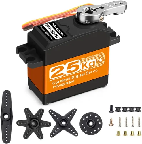Vista 15 de Hiwonder - Servomotor servo de 55.1 lbs, resistente al agua, servo de alto par, motor sin núcleo de alta velocidad, servo de dirección de engranajes