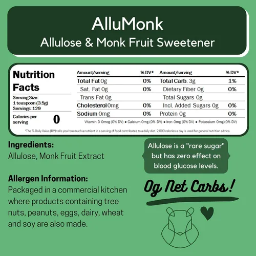 Vista 6 de ChipMonk AlluMonk - Mezcla de edulcorante de alulosa y fruta de monje - Apto para ceto, diabéticos y paleo, cero calorías, cero carbohidratos
