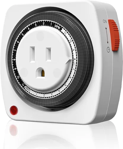 Vista 8 de BN-LINK Temporizadores de interior con enchufe mecánico de 2 puntas, mini temporizadores de lámpara de 24 horas, paquete de 2