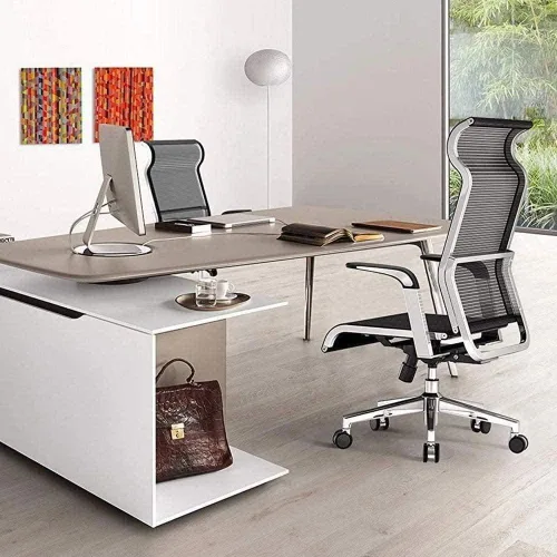 Vista 2 de Silla ergonómica simple de malla completa para juegos, silla de computadora, silla giratoria de oficina, silla para el hogar (estilo 1)