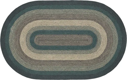 Vista 4 de VHC Brands Pine Grove, alfombra trenzada de yute, tapete de medio círculo, verde, 16.5 x 34 pulgadas