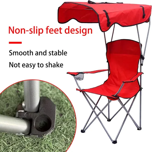 Vista 3 de Silla de pesca con toldo Silla de playa Silla de camping portátil plegable negro 50 * 50 * 90/47.2 in