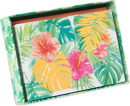Vista 4 de Papyrus Tarjetas en blanco con sobres, flores tropicales (12 unidades)