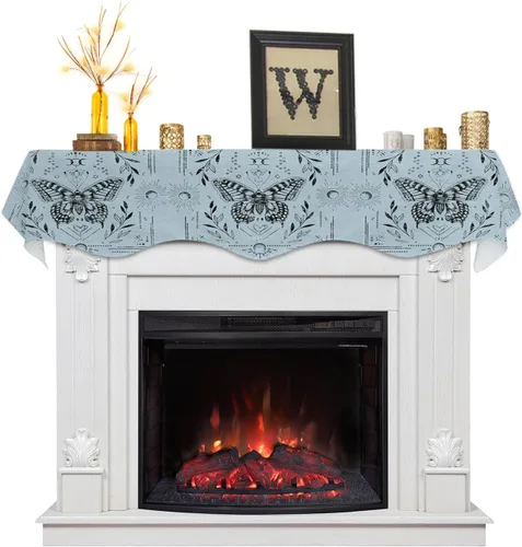 Vista 8 de Bufanda de Repisa de Chimenea 60 x 17 Pulgadas, Patrón Floral Clásico Bufanda de Repisa de Chimenea Cubierta Corredor para Decoración de Hogar Sala