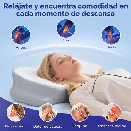 Vista 2 de Almohada cervical cervical para dormir, almohada ergonómica para dormir de lado, almohadas de espuma viscoelástica para aliviar el dolor de cuello