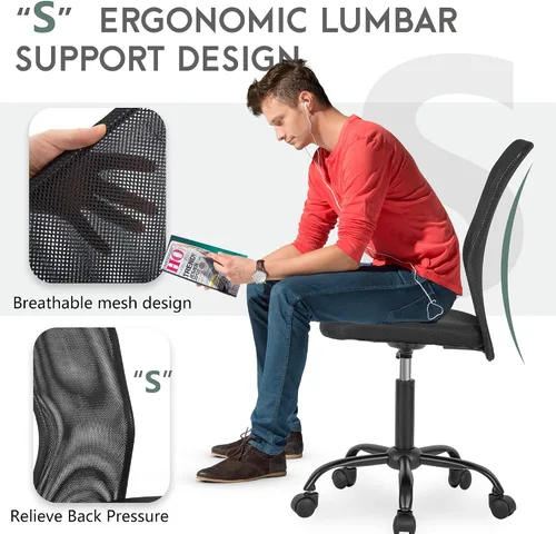 Vista 6 de PayLessHere Silla de oficina, silla de escritorio, silla ergonómica de malla para computadora, soporte para espalda, moderno, ejecutivo, respaldo