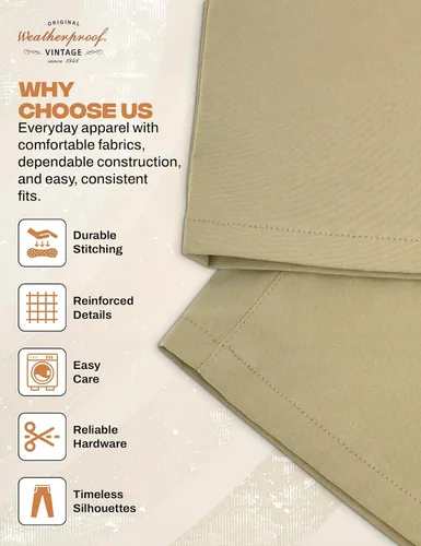 Vista 9 de Pantalones casual Weatherproof Vintage para hombre - Ajuste regular, ultra elásticos, parte delantera plana, chinos Pantalones ligeros para trabajo