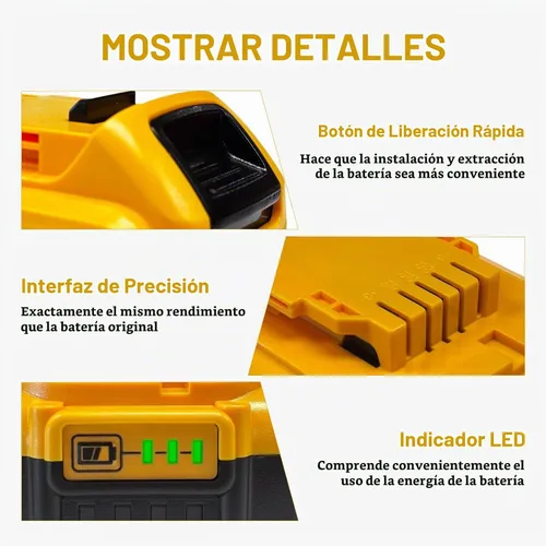 Vista 3 de DZEKO Paquete de 2 baterías de repuesto de 15 celdas de 12 Ah para Dewalt 20V Max batería compatible con DCB200 DCB201 DCB206 DCB207 paquetes