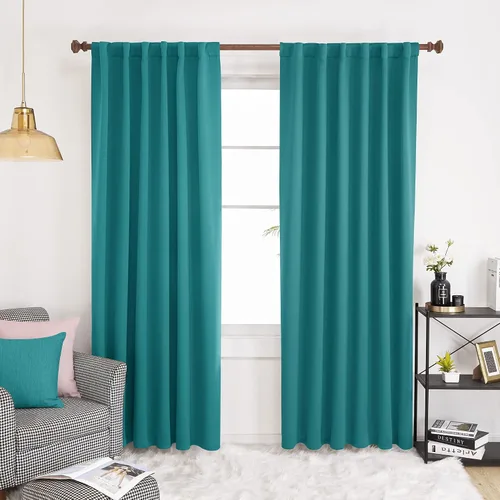 Vista 8 de Cortinas opacas con bolsillo para barra, para oscurecer la habitación, con aislamiento térmico, para sala, comedor, sala de estar, abiertas, 100%