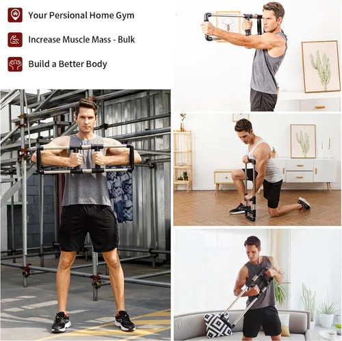 Vista 7 de GOFITNESS Entrenador de pecho con barra de empuje hacia abajo, equipo de entrenamiento en casa para pecho, brazo, hombro, abdominales y espalda