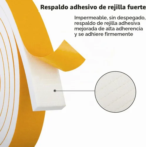 Vista 4 de Burlete de cinta de espuma autoadhesiva blanca para puertas y ventanas de 1 pulgada × 3/4 pulgada × 13 pies, tira de sellado de espuma de alta Blanco