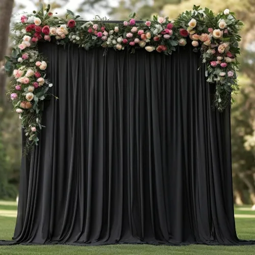 Vista 103 de Cortinas de fondo negras negras sin arrugas para fiestas, cortinas de tela gruesa para telón de fondo de fotos para cumpleaños, bodas, baby shower