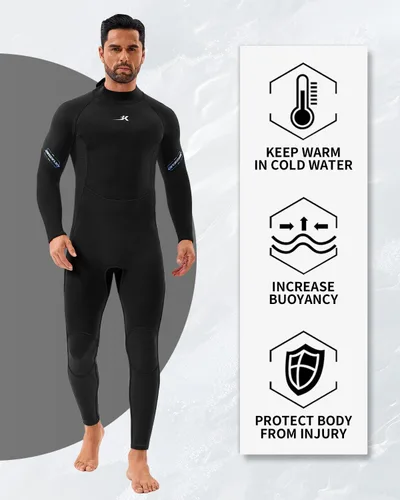 Vista 2 de Traje de neopreno para hombre, traje de buceo de 3 mm con cremallera trasera completa para natación Diving Suits Keep Warm in Cold Water for Water