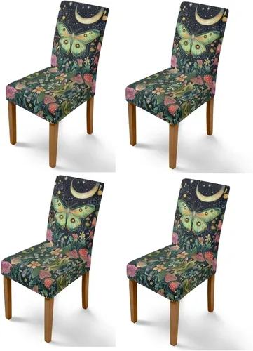 Vista 26 de Rnyleeg Juego de 1 fundas de asiento de comedor con estampado de flores azules para sillas de comedor, fundas protectoras suaves y lavables
