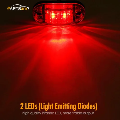 Vista 5 de Partsam Luz LED Ovalada Ámbar Roja de 2.5" con 2 Diodos para Remolque de Camión, Luz de Gálibo Marcadora Lateral 4PCS, Montaje en Superficie, Luces